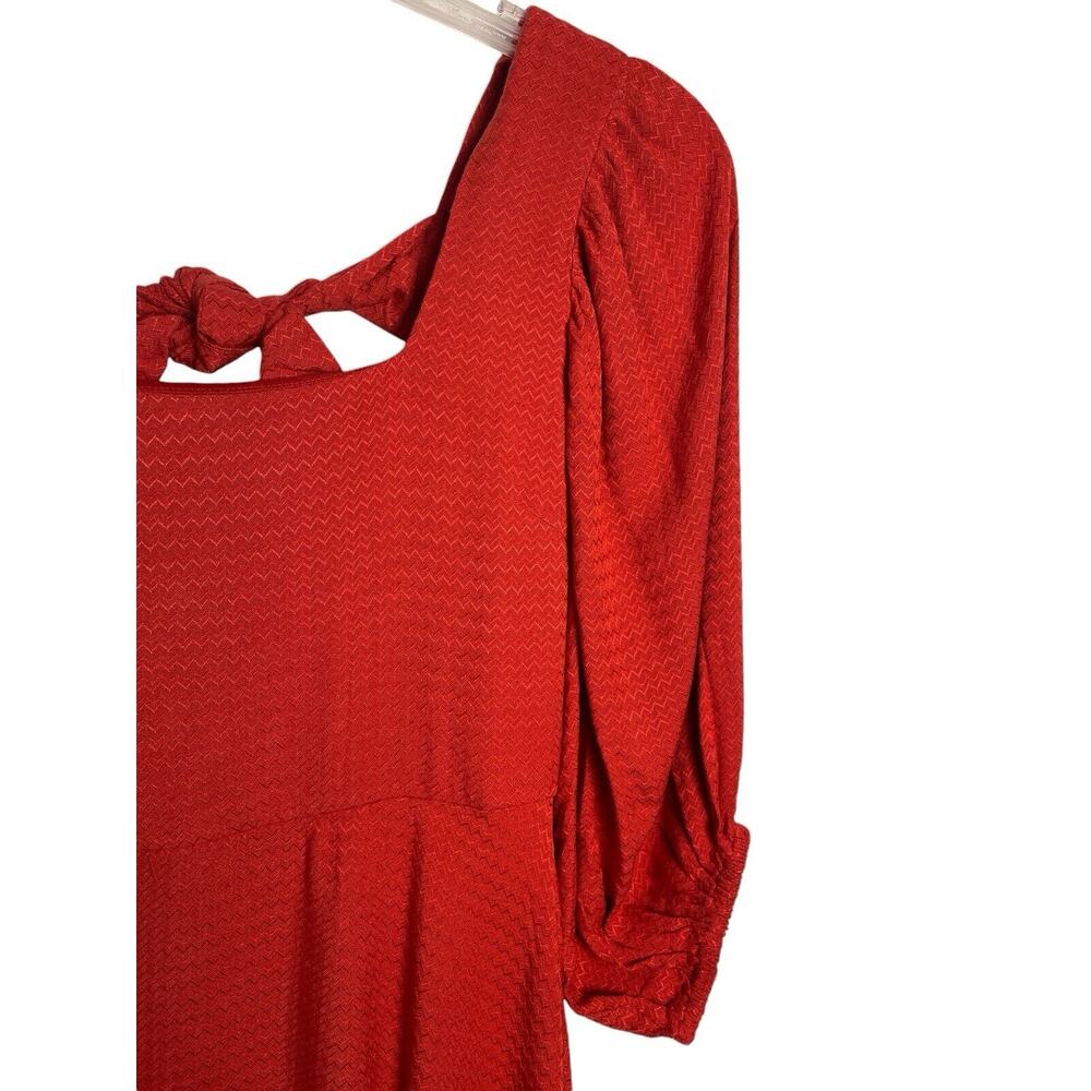 Band of the Free Josette Aurora Red Puff‎ Sleeve Boho Tie Back Dress Size NWT - Picture 5 of 8